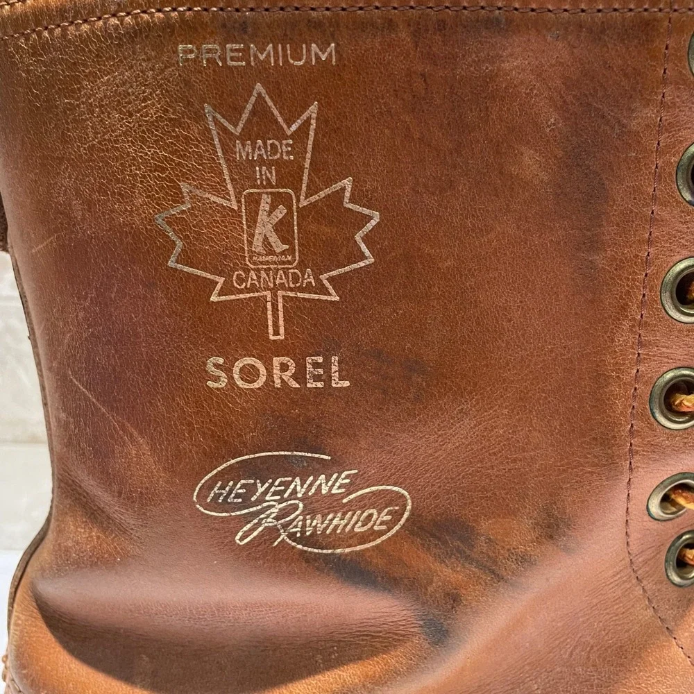 Vintage‎ Sorel Cheyenne Rawhide Leather Duck Boots Mens 13 Brown Made in Canada